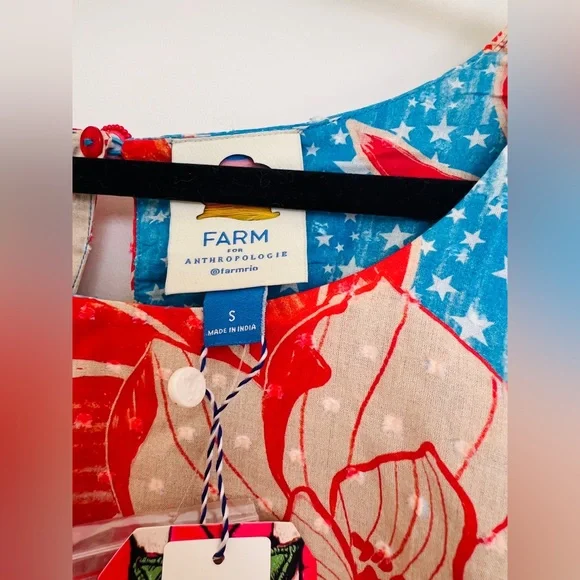 NWT Farm Rio x Anthropologie Puff-Sleeve Bubble Blouse - Picture 10 of 10